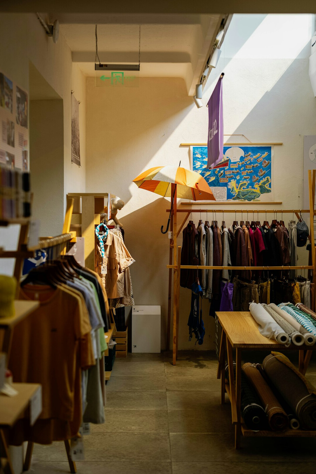 Fashion clothes on a rack in a boutique