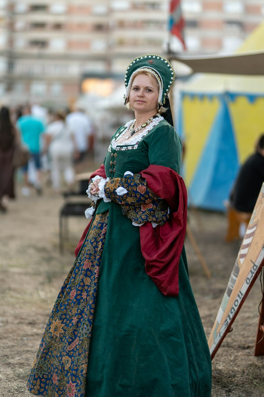 woman in old theater costume